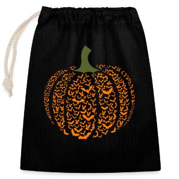 Halloween-Design Fledermäuse im Kürbis zum Gruseln - Verschließbarer Geschenkbeutel aus Baumwolle (25x30cm) - Schwarz - Vorne