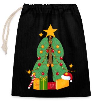 Lunge Weihnachtsbaum Atemtherapie Xmas Therapeut - Verschließbarer Geschenkbeutel aus Baumwolle (25x30cm) - Schwarz - Vorne