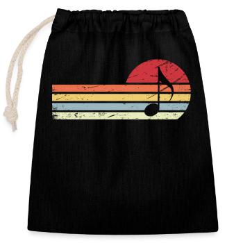 Sun and Retro Lines - Musique - - Sac cadeau en coton avec cordon (25 x 30 cm) - noir - Devant