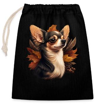 Chihuahua | Thanksgiving Day Erntedankfest Bauer - Verschließbarer Geschenkbeutel aus Baumwolle (25x30cm) - Schwarz - Vorne