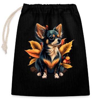 Chihuahua | Thanksgiving Day Erntedankfest Bauer - Verschließbarer Geschenkbeutel aus Baumwolle (25x30cm) - Schwarz - Vorne