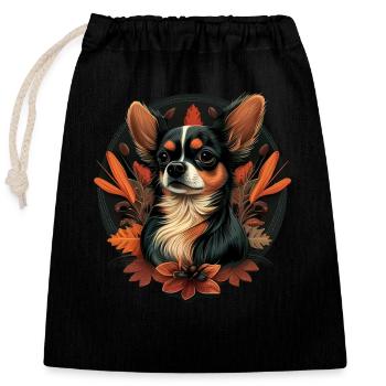 Chihuahua | Thanksgiving Day Erntedankfest Bauer - Verschließbarer Geschenkbeutel aus Baumwolle (25x30cm) - Schwarz - Vorne