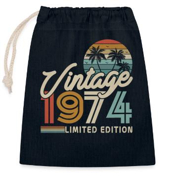 Gift 49/50 Years Vintage 1974 - Closable cotton gift bag (25x30cm) - navy - Front
