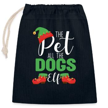 The Pet All The Dogs Elf Matching Family Group - Closable cotton gift bag (25x30cm) - navy - Front