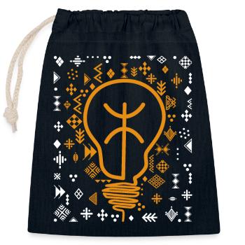 LA LUMIERE DE MA CULTURE AMAZIGH - Sac cadeau en coton avec cordon (25 x 30 cm) - bleu marine - Devant