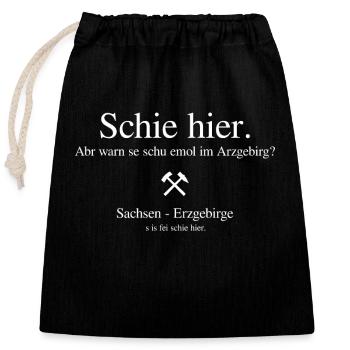 Erzgebirge Schie hier - Verschließbarer Geschenkbeutel aus Baumwolle (25x30cm) - Schwarz - Vorne
