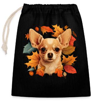 Chihuahua | Thanksgiving Day Erntedankfest Bauer - Verschließbarer Geschenkbeutel aus Baumwolle (25x30cm) - Schwarz - Vorne