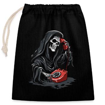 Red Grim Reaper Phone - Closable cotton gift bag (25x30cm) - black - Front