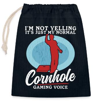 Cornhole Player Blind Hole Bean Bag Cadeau - Sac cadeau en coton avec cordon (25 x 30 cm) - bleu marine - Devant