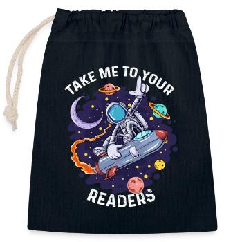 Alien Space Lustiges Zitat Bring mich zu deinen Lesern - Verschließbarer Geschenkbeutel aus Baumwolle (25x30cm) - Navy - Vorne