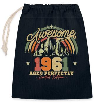 Vintage Geburtstagsgeschenk 1961 62/63 Jahre - Verschließbarer Geschenkbeutel aus Baumwolle (25x30cm) - Navy - Vorne