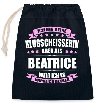 Name Beatrice Vorname Klugscheisserin Namenstag - Verschließbarer Geschenkbeutel aus Baumwolle (25x30cm) - Navy - Vorne