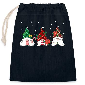 Three Gnomes Buffalo Plaid Red Christmas Gnomies - Closable cotton gift bag (25x30cm) - navy - Front