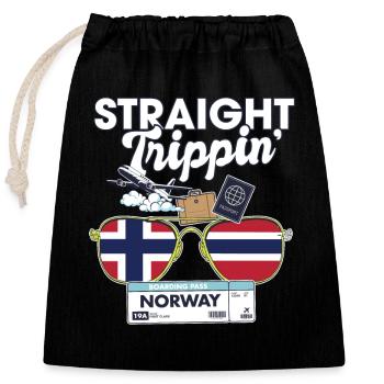 Straight Trippin' Norway Vacation Tour Travel - Sac cadeau en coton avec cordon (25 x 30 cm) - noir - Devant