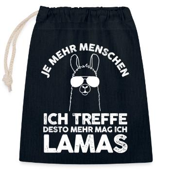 Lama - Verschließbarer Geschenkbeutel aus Baumwolle (25x30cm) - Navy - Vorne