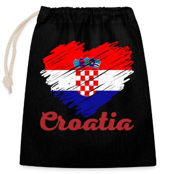 Balkan Holidays Croatia Zagreb Origin Saying - Closable cotton gift bag (25x30cm) - black - Front