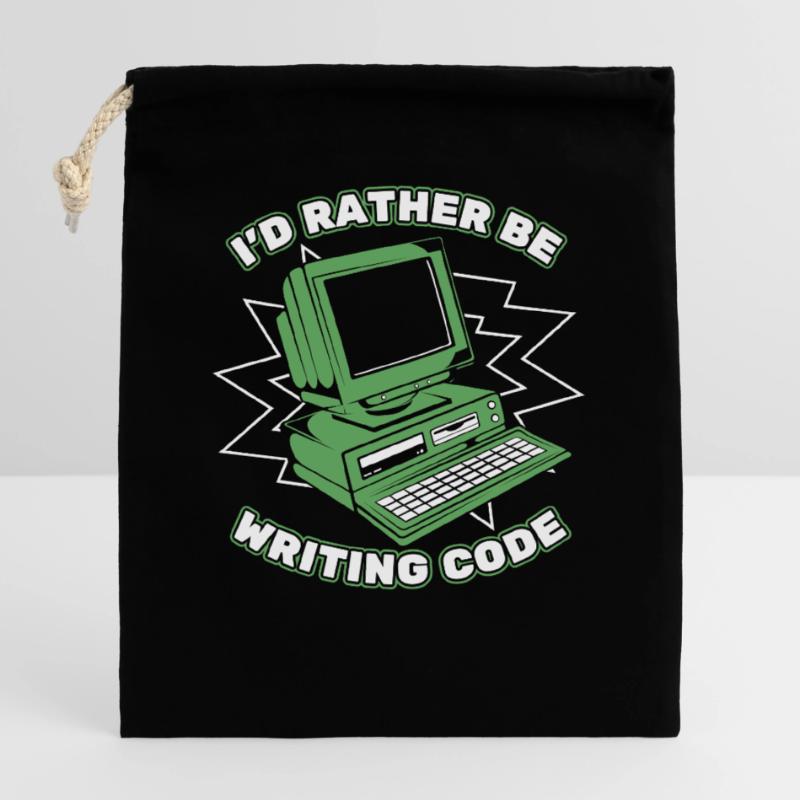 I'd Rather Be Writing Code Developer Coder Verschließbarer Geschenkbeutel aus Baumwolle (25x30cm)