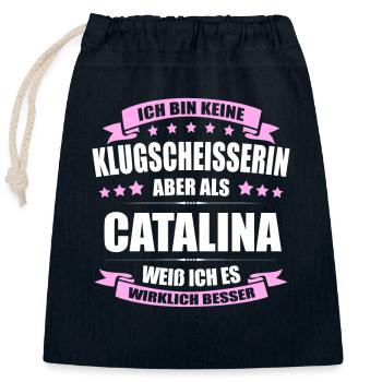 Name Catalina Vorname Klugscheisserin Namenstag - Verschließbarer Geschenkbeutel aus Baumwolle (25x30cm) - Navy - Vorne