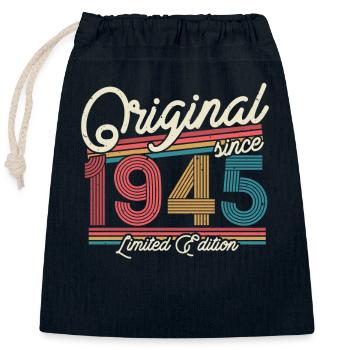 Geburtstags-Geschenk 1945, 78/79 Jahre - Verschließbarer Geschenkbeutel aus Baumwolle (25x30cm) - Navy - Vorne