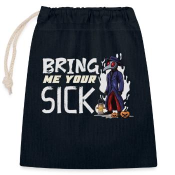 Creepy Halloween horror plague doctor - Closable cotton gift bag (25x30cm) - navy - Front