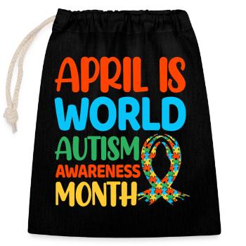 Autism Autistic - Closable cotton gift bag (25x30cm) - black - Front