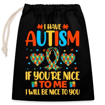 Autism Autistic - Closable cotton gift bag (25x30cm) - black - Front