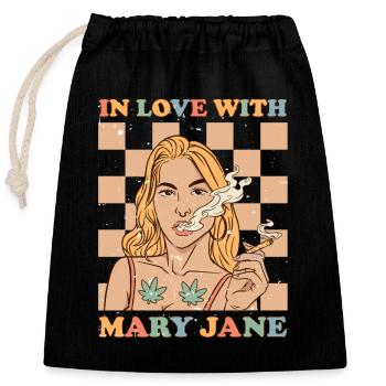 Cannabis Marijuana Weed Smoking - Closable cotton gift bag (25x30cm) - black - Front
