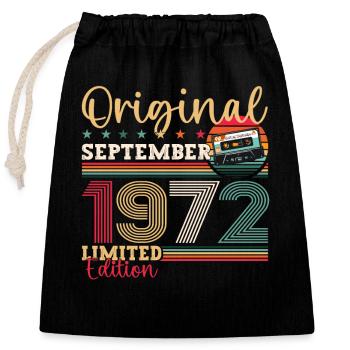 51e anniversaire septembre millésime 1972 cassette - Sac cadeau en coton avec cordon (25 x 30 cm) - noir - Devant
