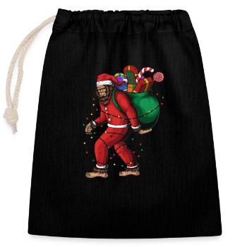 Bigfoot Weihnachtsmann Weihnachtsbaum Lichter Xmas - Verschließbarer Geschenkbeutel aus Baumwolle (25x30cm) - Schwarz - Vorne