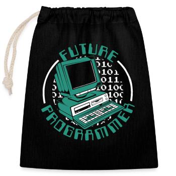 Futur programmeur Ingénieur logiciel Développeur - Sac cadeau en coton avec cordon (25 x 30 cm) - noir - Devant