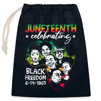 Celebrating Juneteenth - Closable cotton gift bag (25x30cm) - navy - Front