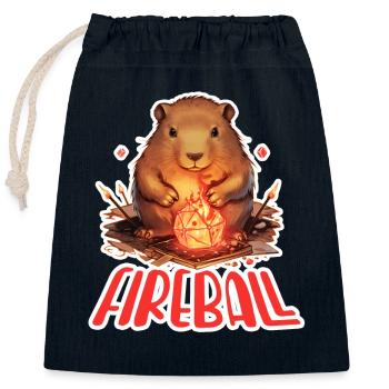 Capybara Mage – Fireball RPG Design - Closable cotton gift bag (25x30cm) - navy - Front