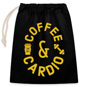 Café et cardio gym, amateurs de café, - Sac cadeau en coton avec cordon (25 x 30 cm) - noir - Devant