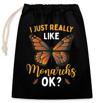Insecte papillon monarque - Sac cadeau en coton avec cordon (25 x 30 cm) - noir - Devant