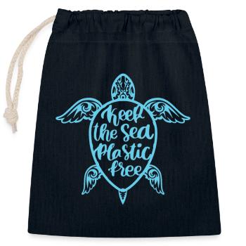 Keep the sea plastic free - Verschließbarer Geschenkbeutel aus Baumwolle (25x30cm) - Navy - Vorne
