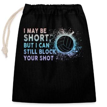 Je peux bloquer votre tir Volleyball de plage - Sac cadeau en coton avec cordon (25 x 30 cm) - noir - Devant