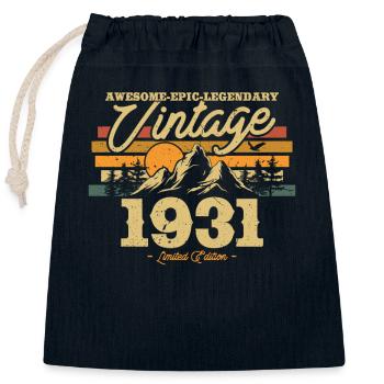 1931 Geburtstag Nostalgie - Verschließbarer Geschenkbeutel aus Baumwolle (25x30cm) - Navy - Vorne