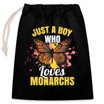 Enfants Monarque Papillon - Sac cadeau en coton avec cordon (25 x 30 cm) - noir - Devant
