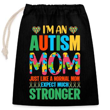 Autism Autistic - Closable cotton gift bag (25x30cm) - black - Front