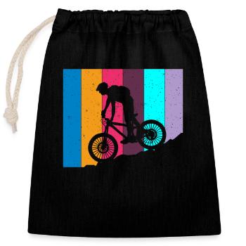 Retro Bike MTB: Mountain Adventure Offroad Downhill - Sac cadeau en coton avec cordon (25 x 30 cm) - noir - Devant