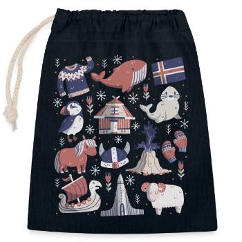 Iceland - Closable cotton gift bag (25x30cm) - navy - Front