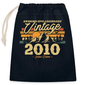 Vintage Geschenk 2010 13/14 Jahre - Verschließbarer Geschenkbeutel aus Baumwolle (25x30cm) - Navy - Vorne