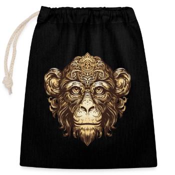 Portrait de singe - Sac cadeau en coton avec cordon (25 x 30 cm) - noir - Devant