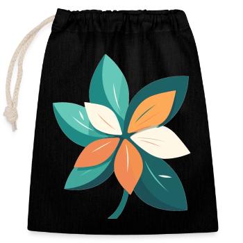 Jasmine flower in cartoon style - Closable cotton gift bag (25x30cm) - black - Front