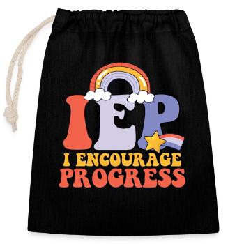 I Encourage Progress Special Education Teacher - Closable cotton gift bag (25x30cm) - black - Front