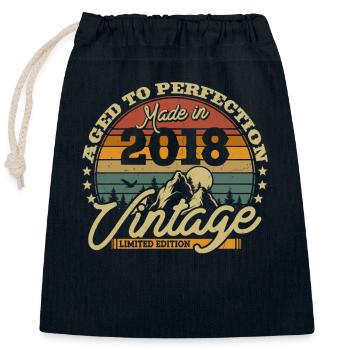 Vintage Birthday Gift 2018, 5-6 years - Closable cotton gift bag (25x30cm) - navy - Front
