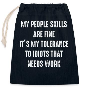 Mes compétences relationnelles sont très bien - Sac cadeau en coton avec cordon (25 x 30 cm) - bleu marine - Devant