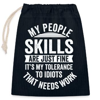 Mes compétences relationnelles sont très bien - Sac cadeau en coton avec cordon (25 x 30 cm) - bleu marine - Devant