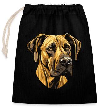 Great Dane Dog Portrait - Closable cotton gift bag (25x30cm) - black - Front