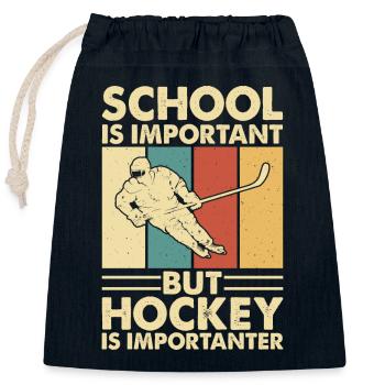 Eishockey Hockey sur glace - Sac cadeau en coton avec cordon (25 x 30 cm) - bleu marine - Devant